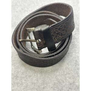 Skull Embossed Leather Belt Celtic Goth Biker Punk